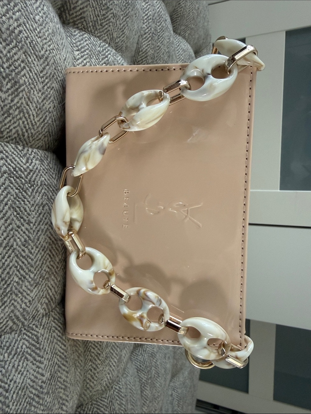 Yves Saint Laurent Blush Patent Leather Chain Wristlet